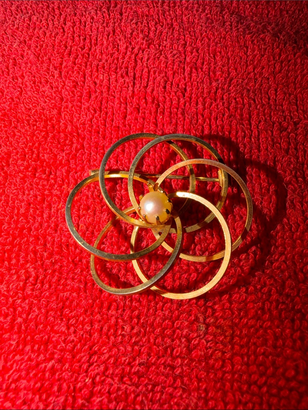 Gold Flower Pearl Center Brooch - Women Jewelry